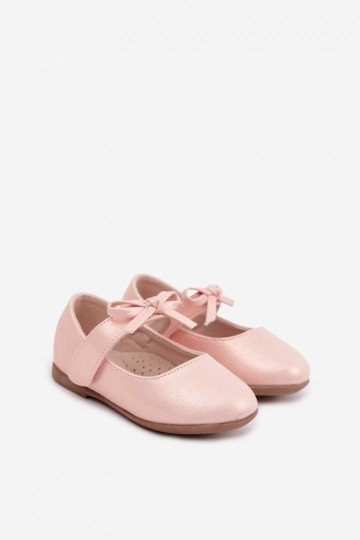 Bailarinas infantiles con cierres adhesivos y lazos color rosa Drippy
