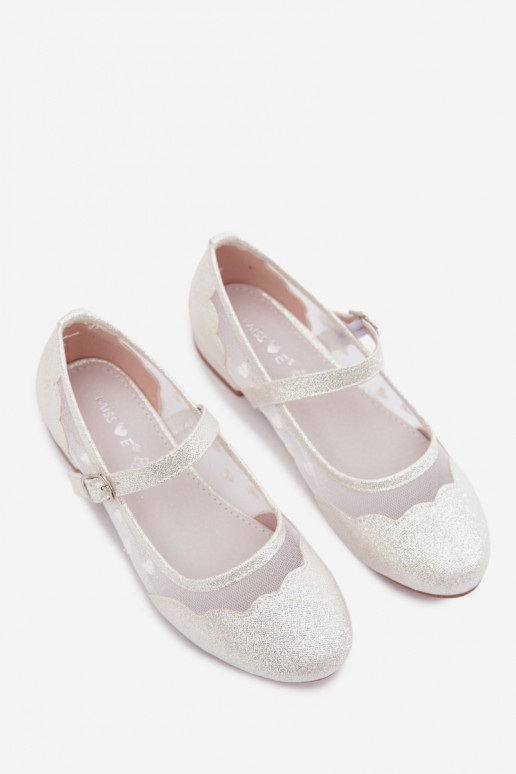 Bailarinas brillantes para niños con malla y corazones blancas Binky