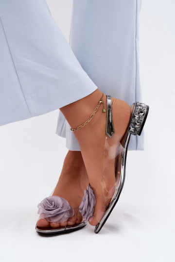 Sandalias transparentes para mujer con rosa D&A MR61-9003 color gris