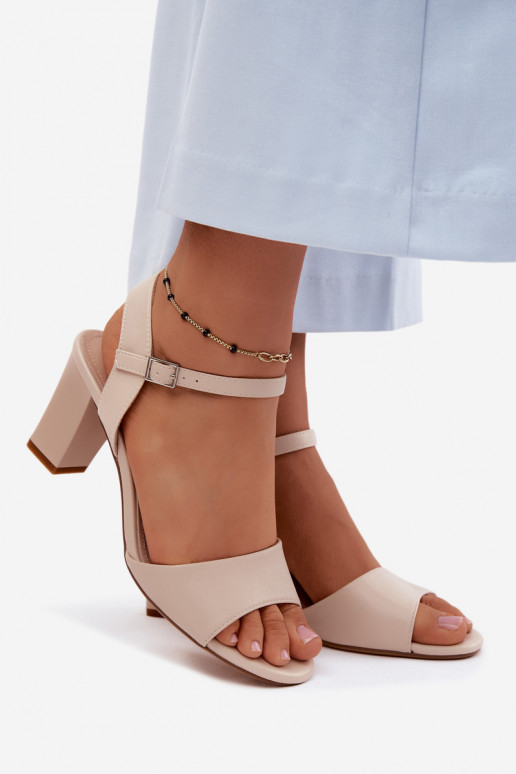 Sandalias de tacón alto para mujer. Sergio Leone SK861 beige