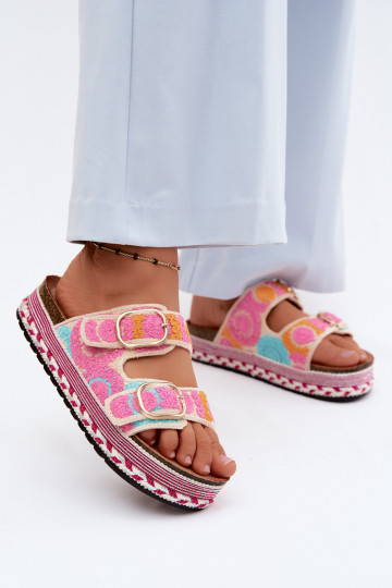 SzydełkoAe Zapatillas con una plataforma con hebillas color rosa Glimma 2