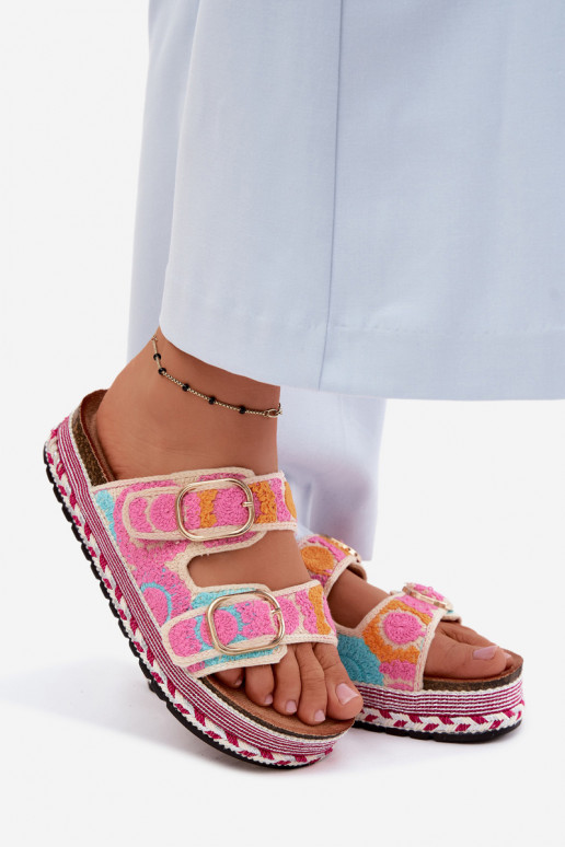 SzydełkoAe Zapatillas con una plataforma con hebillas color rosa Glimma