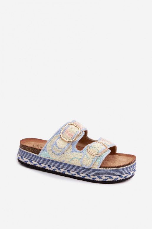SzydełkoAe Zapatillas con una plataforma con hebillas color azul Glimma