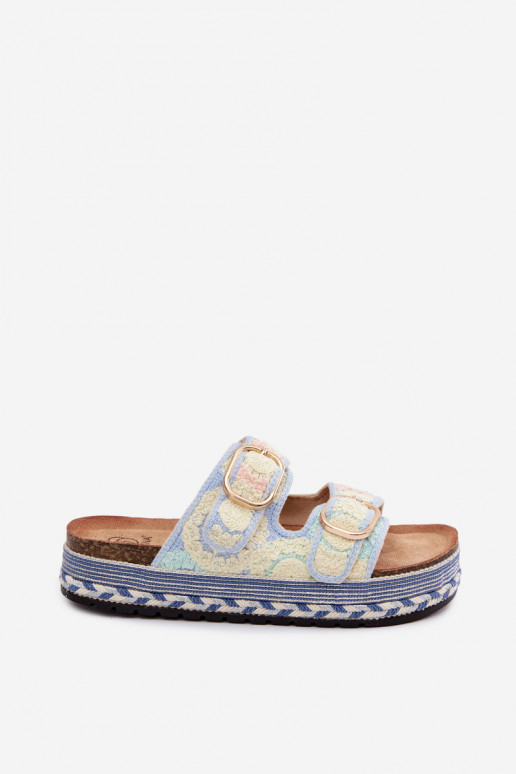 SzydełkoAe Zapatillas con una plataforma con hebillas color azul Glimma