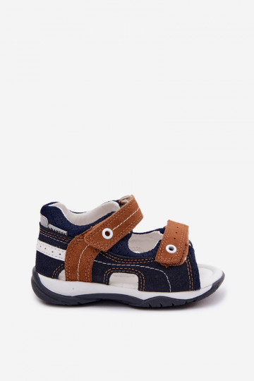 Piel Sandalias de ante para chicos Bartek 84408-66 los azules-color marrón 2