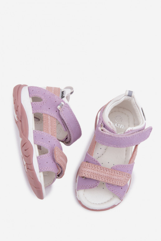 Piel Sandalias de ante para niños Bartek 84409-66 color violeta