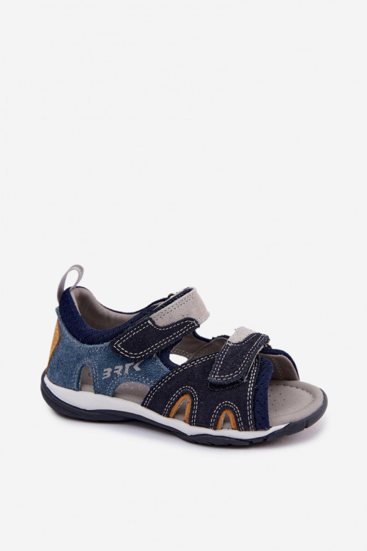Sandalias de cuero Bartek 84413-68 para niños en azul marino