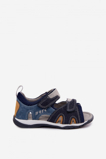 Sandalias de cuero Bartek 84413-68 para niños en azul marino 2