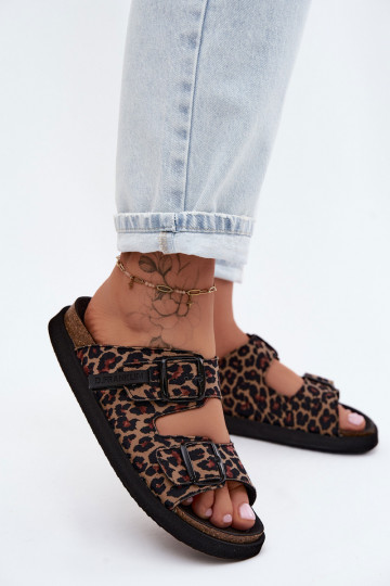Mules de plataforma para mujer D.Franklin DFSH407011 con estampado de leopardo