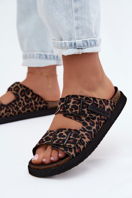 Mules de plataforma para mujer D.Franklin DFSH407011 con estampado de leopardo