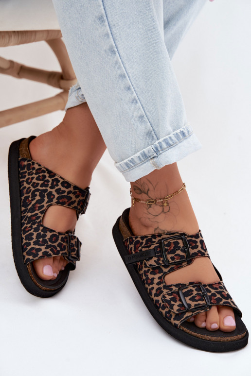 Mules de plataforma para mujer D.Franklin DFSH407011 con estampado de leopardo
