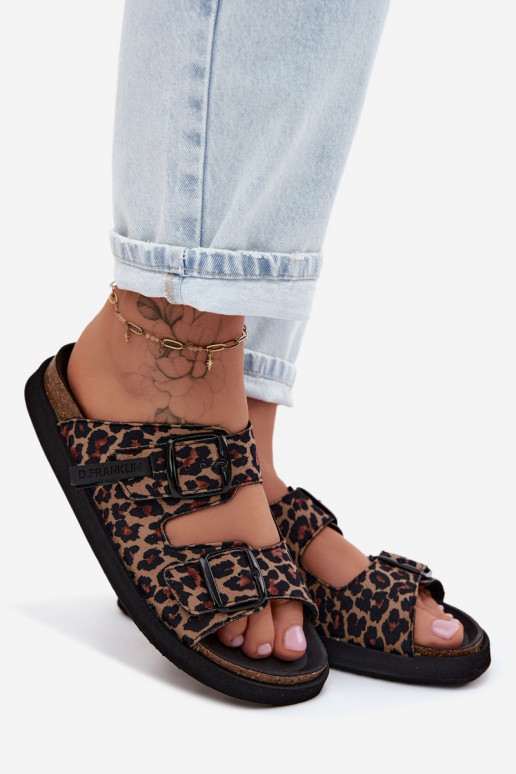 zapatillas de mujer con hebillas con una plataforma D.Franklin DFSH407011 con estampados de piel de leopardo