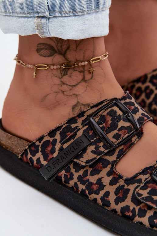 zapatillas de mujer con hebillas con una plataforma D.Franklin DFSH407011 con estampados de piel de leopardo