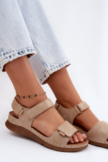 Sandalias de plataforma para mujer color arena Linora