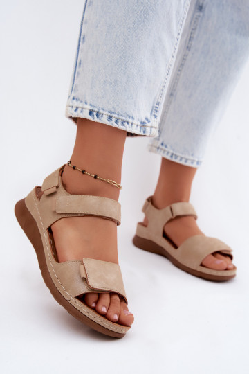 Sandalias de plataforma para mujer color arena Linora 2