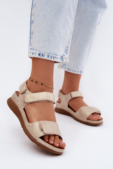 Sandalias de plataforma para mujer color oro Linora 2