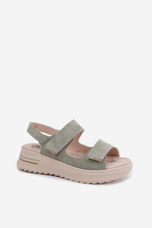 Sandalias de plataforma para mujer de ante sintético color verde Peria