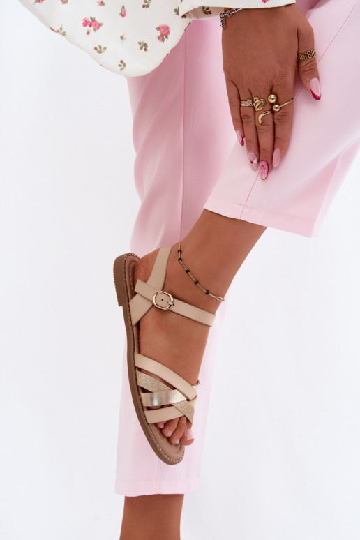 Sandalias planas para mujer.con brillooAym Tirasem beige Haden