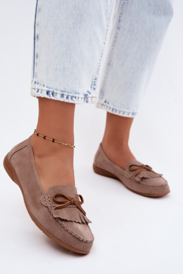 Mocasines de mujer de ante sintético color arena Vantae 2