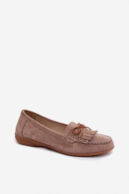 Mocasines de mujer de ante sintético color arena Vantae