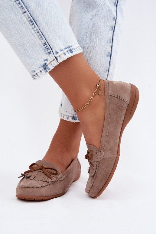 Mocasines de mujer de ante sintético color arena Vantae