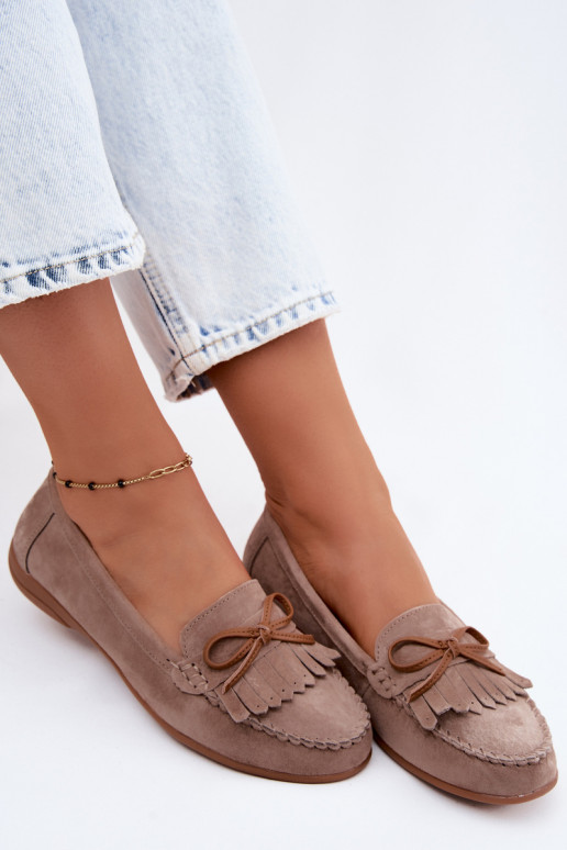 Mocasines de mujer de ante sintético color arena Vantae