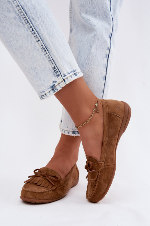 Mocasines de mujer de ante sintético color marrón Vantae