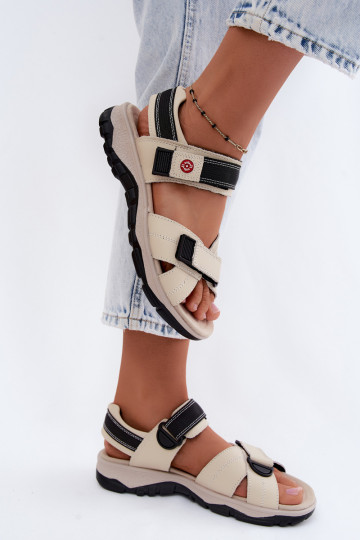 Sandalias de mujer con cierres adhesivos color arena Blingy