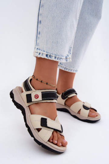 Sandalias de mujer con cierres adhesivos color arena Blingy 2