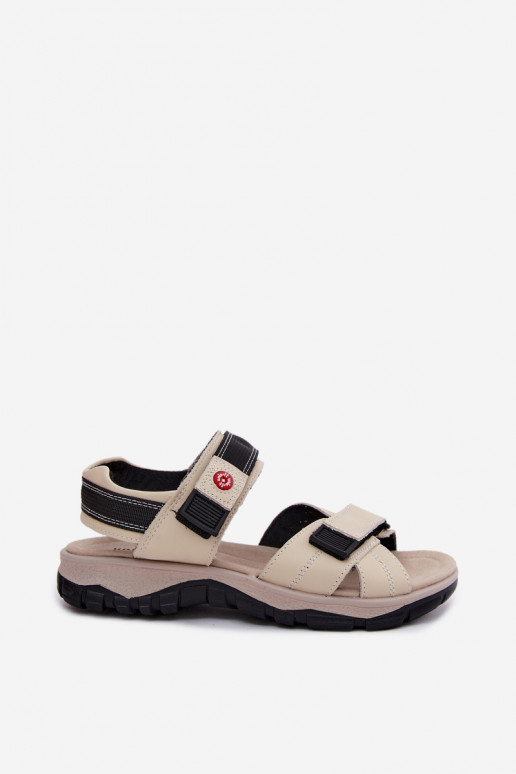 Sandalias de mujer Femenino con sujetadores adhesivos beige Blingy