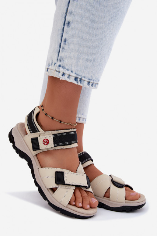 Sandalias de mujer con cierres adhesivos color arena Blingy