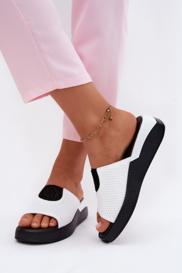 Zapatillas de cuero blancas para mujer Fablee