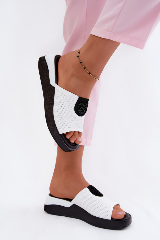 Zapatillas de cuero blancas para mujer Fablee