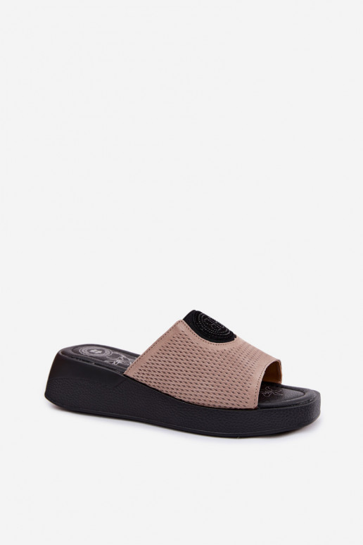 Zapatillas de ante sintético beige para mujer Fablee