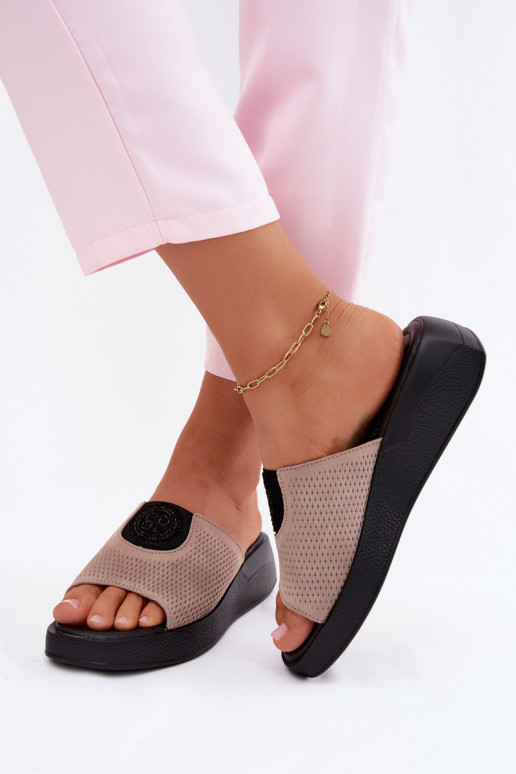 Zapatillas de ante sintético beige para mujer Fablee