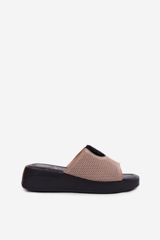 Piel Zapatillas de ante para mujer. Activado coturnoie beige Fablee