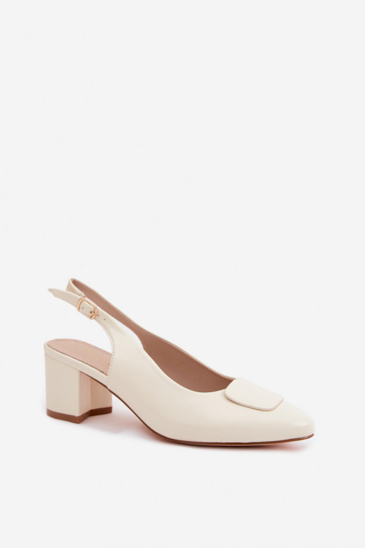 Sandalias de mujer Obcas Słupek Ozdoba color marfil Tiene queden