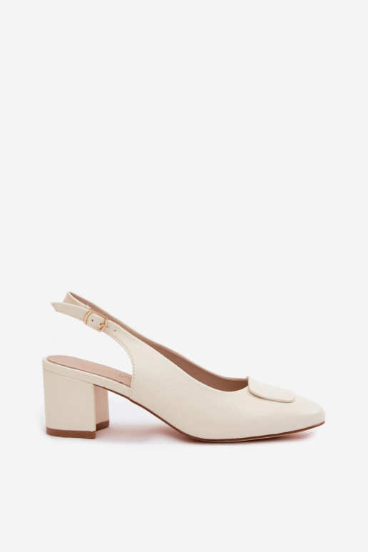 Sandalias de mujer Obcas Słupek Ozdoba color marfil Tiene queden