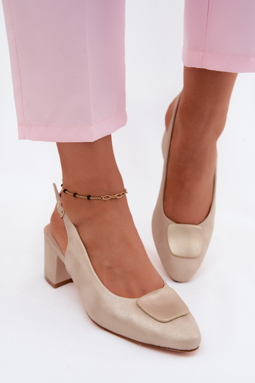 Sandalias de mujer Obcas Słupek Ozdoba color dorado Tiene queden