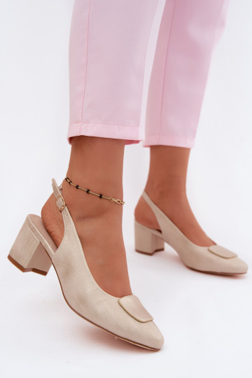 Sandalias de mujer Obcas Słupek Ozdoba color dorado Tiene queden 2