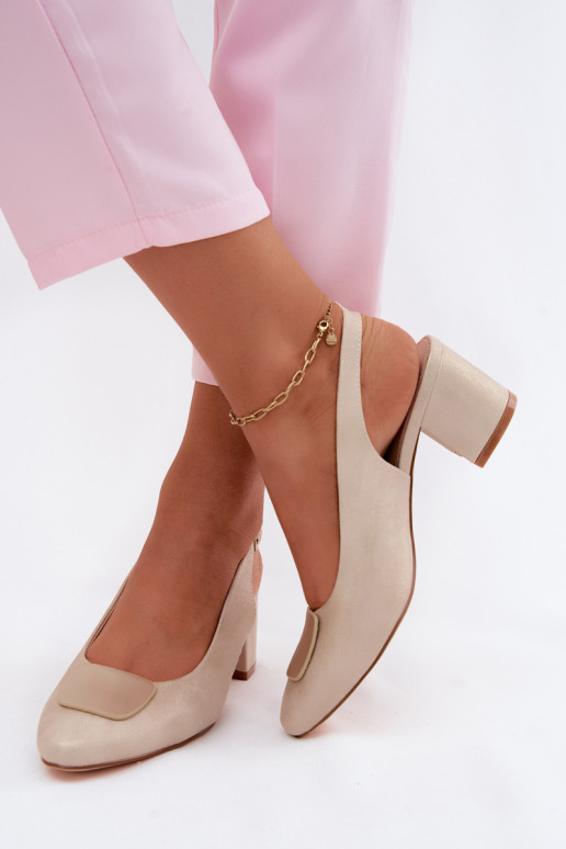 Sandalias de mujer Obcas Słupek Ozdoba color dorado Tiene queden