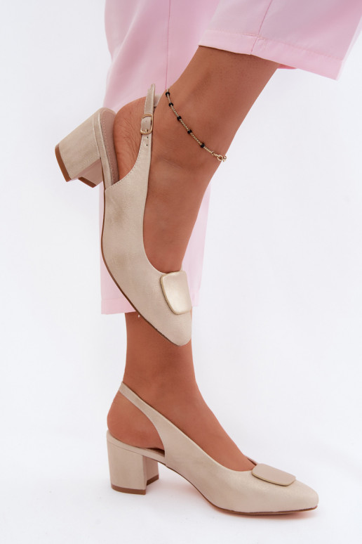 Sandalias de mujer Obcas Słupek Ozdoba color dorado Tiene queden