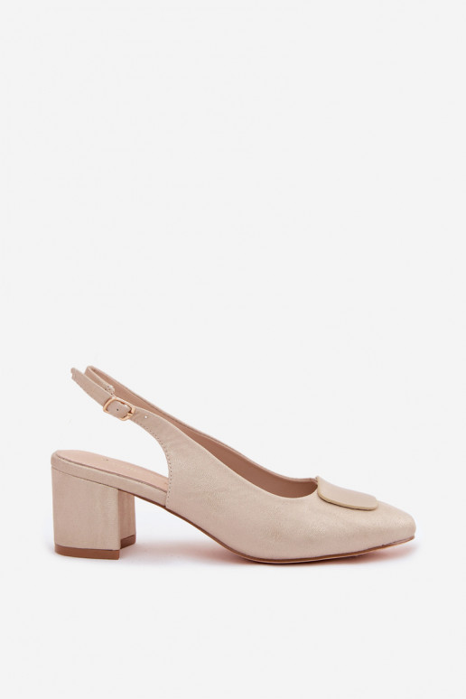 Sandalias de tacón para mujer con hebilla decorativa en color dorado Tai turiden