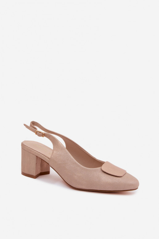 Sandalias de mujer Obcas Słupek Ozdoba color oro rosa Tiene queden