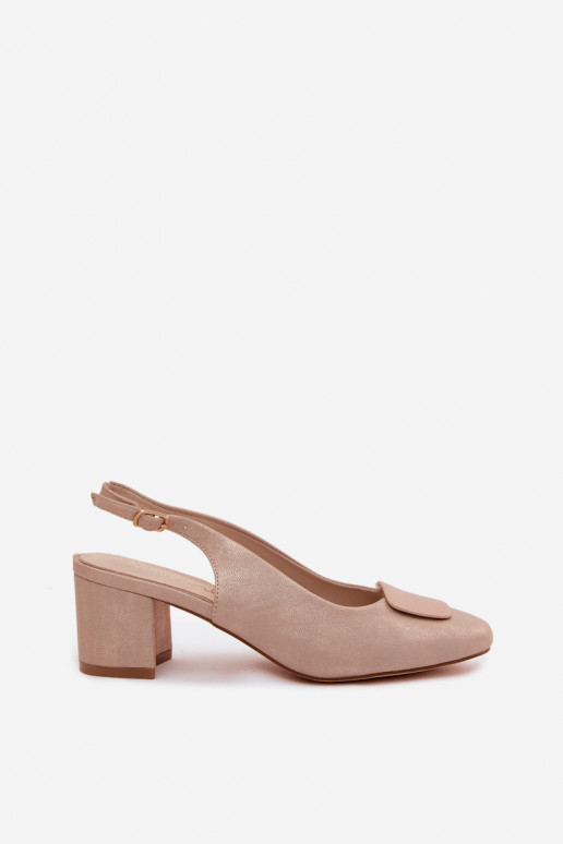 Sandalias de mujer Obcas Słupek Ozdoba color oro rosa Tiene queden