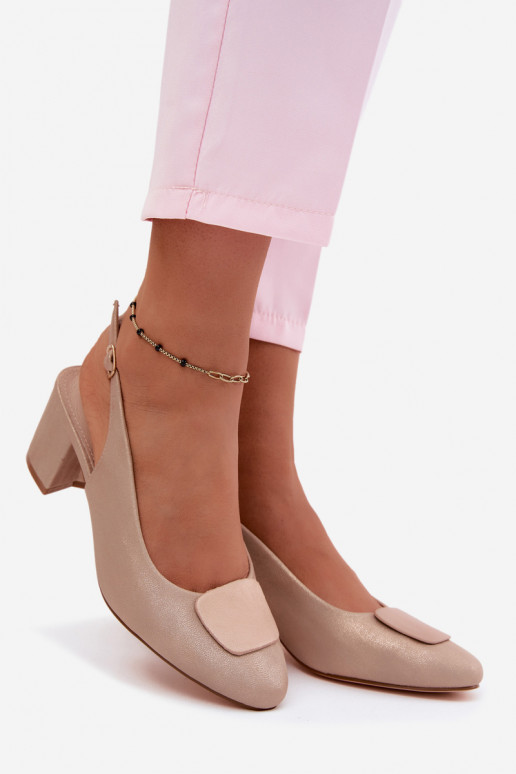 Sandalias de mujer Obcas Słupek Ozdoba color oro rosa Tiene queden