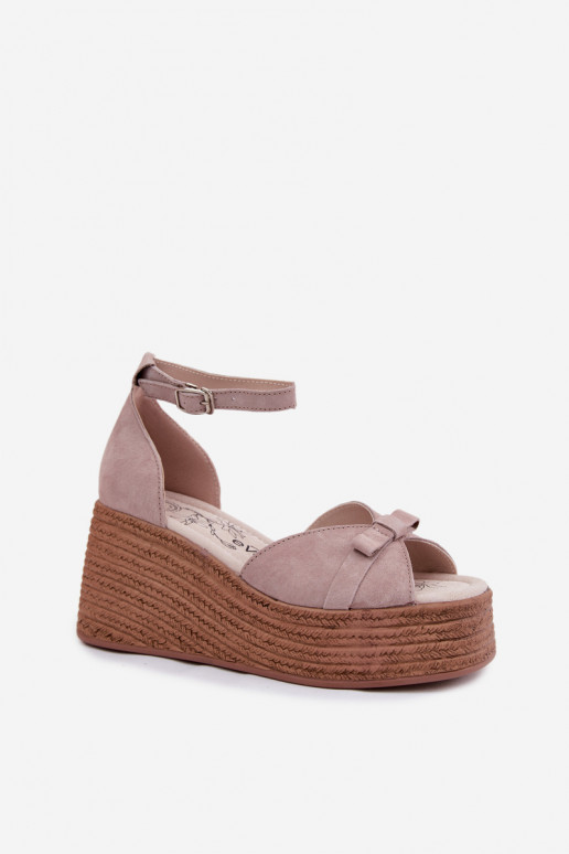 Piel Sandalias plataforma ante color gris Ashen