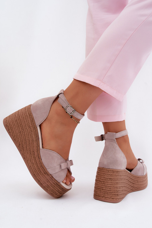Piel Sandalias plataforma ante color gris Ashen