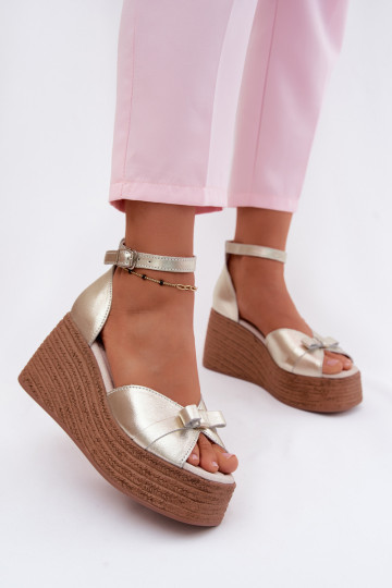 Piel Sandalias plataforma color dorado Ashen 2