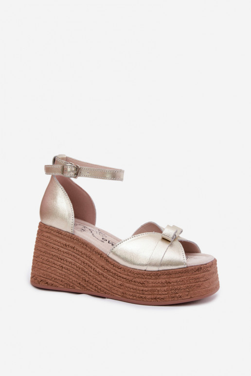 Piel Sandalias plataforma color dorado Ashen